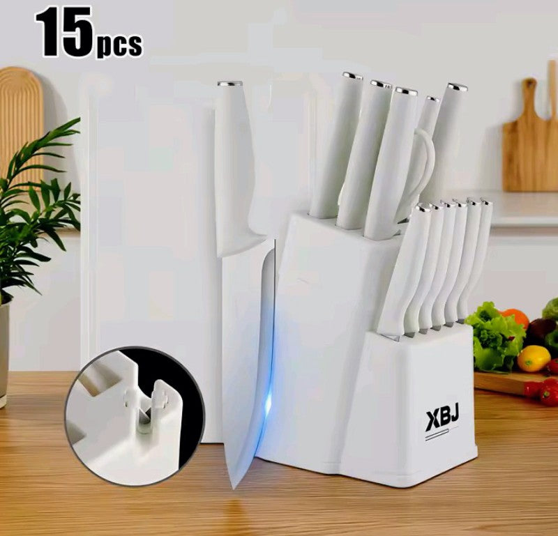 XBJ 15 Piece Kitchen Knife Set With Sharpener