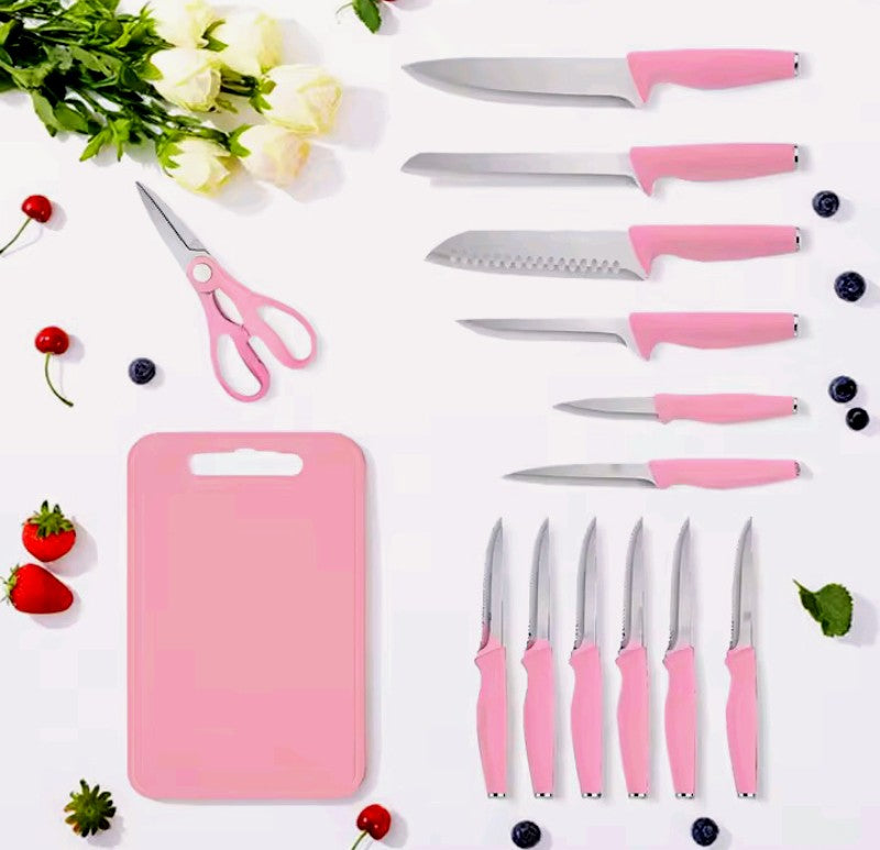 XBJ 15 Piece Kitchen Knife Set With Sharpener